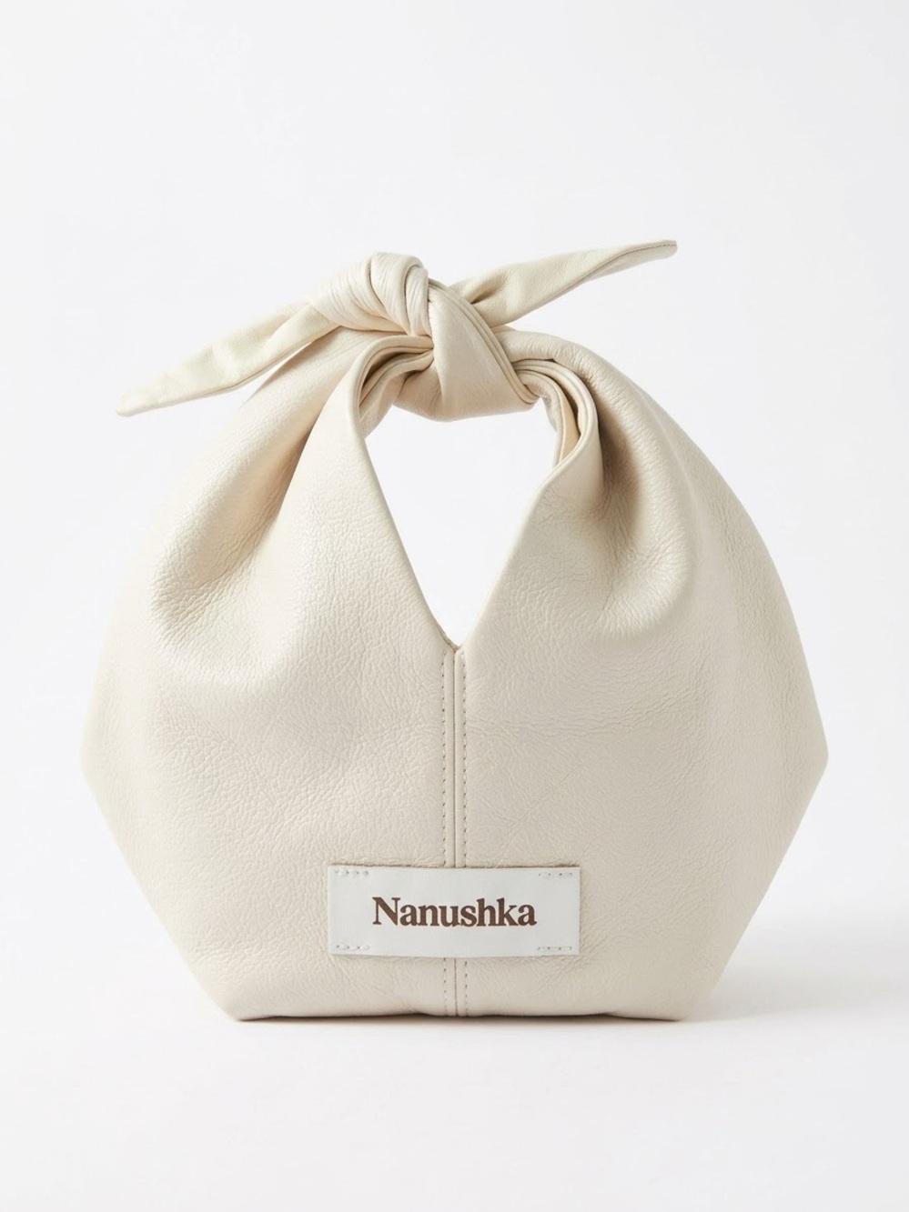 New Nanushka Micro Knotted Pouch Off White Vegan Leather